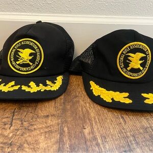 2x Vintage NRA National Rifle Association Trucker Snapback Hat Cap Made USA Mesh